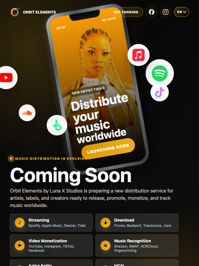 Orbit Elements website on a tablet